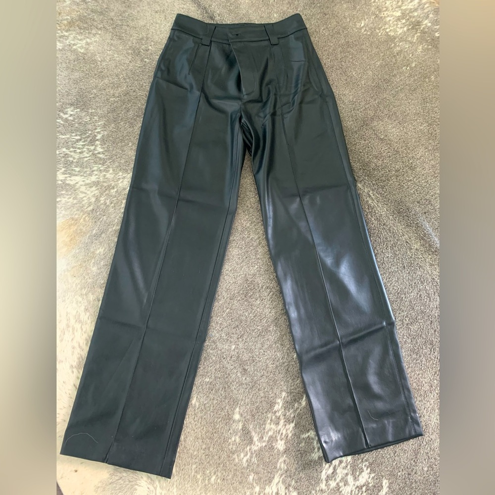ZARA, Leather pants, high waisted, M.